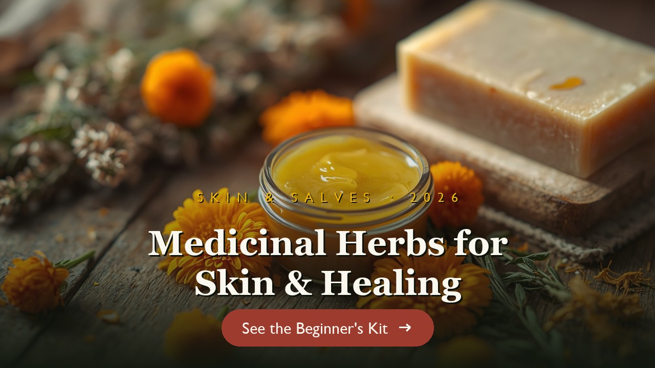 Homemade calendula salve with fresh calendula flowers on a wooden table